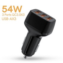 고속 충전기 무선 QCY-QC 3.0 차량 충전기 3 포트 PD 고속 충전 c 아이폰 12 삼성 화웨이 샤오미, 01 54W 3 Ports