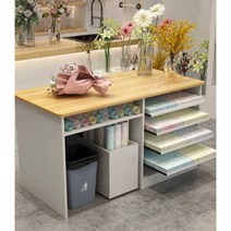 포장테이블 꽃가게작업대 꽃집 포장지 수납장 스탠딩, 브라운 160x70x88
