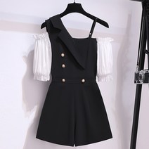 나시 점프슈트 여자 여름 점프슈트 패션 기질 오프숄더 점프슈트 작은 키