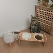 뚜또가또 고양이 높이조절 식기 모음/밥그릇/물그릇, 높이조절 대나무 2구 식기, 높이조절대나무2구식기