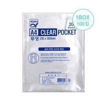 알파 클리어화일내지 투명 A4 20P BOX100입/400986, 없음