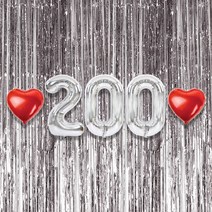 200일 이벤트 포토존 세트 아기 기념일 커플 축하 기념 숫자 풍선 하트, 17.커튼-(실버)-200(소)-실버