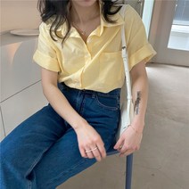 넷투넷코리아 여성 캐주얼 루즈핏 박시 단색 반팔 셔츠 남방