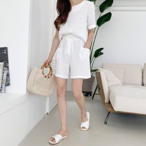 채기캉 뒷절개 트임 반팔 블라우스