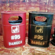 빈티지 드럼통 모양 유니크 인테리어 철제 쓰레기통, 1.레드