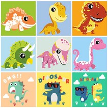 diy 유화 색칠하기 그림 그리기 물감 세트 캔버스액자 어린이집 유치원 초등 공룡 십이지신 동물 크리스마스 만들기 세트 집콕놀이 키트 행사 조카 선물, 04_공룡, 초록공룡 살구