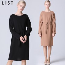 리스트 패플단독-리스트 미니멀 라운드 벨티드 원피스