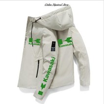 오토바이 자켓 오토바이옷가와사키 로고 남성 후드 슬리브 캐주얼 패션 윈드 브레이커 방풍 의류 아웃웨어, 06 6