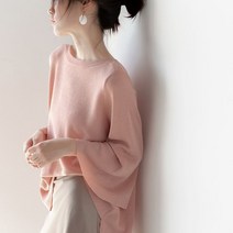 나팔소매니트 에어매쉬 이너니트 여성 오픈숄더 블라우스 부츠컷 칠부 루즈핏티 얇은 여름가디건 상의 4040493701