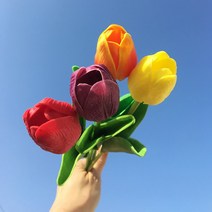 KAY&JAY PU망고튤립조화 네덜란드튤립조화 프리미엄튤립 말랑말랑 PU튤립, 옐로우