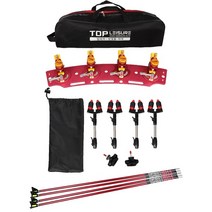 탑레져받침틀 원터치 4단 일체형 민물받침틀, 레드 4단 받침틀, 튜닝D형 뒤꽂이