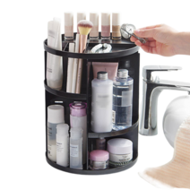 socean 원형 회전 선반 화장품 오픈 수납장 트레이 진열장 화장대 정리대 회전 양념통 선반장 브러쉬 꽂이 시계 팔, 블랙, 블랙