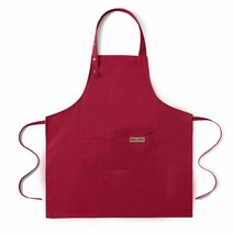 민스리빙 길이조절 바리스타 방수 앞치마 목걸이형, 레드, 1개
