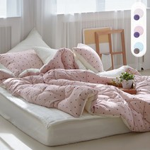 [ 59% 단독 + 15% 추가할인 행사수량 소진시 원복 ] 더 부드러운 에어로워싱 도트패턴 이불 싱글/퀸 사이즈 이불세트 땡땡이무늬 베이지/핑크/민트 침구 플란뉴 프리미엄_갤러리