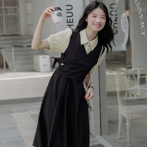 2022 여름 하계 신 디자인 기품 취직 한가 반팔 원피스 중 장 치마