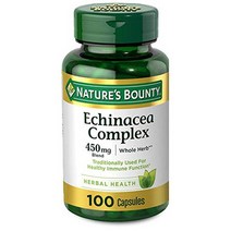 NATURES BOUNTY 에키네시아 콤플렉스 바이 네이처 바운티 허브 보충제 면역 건강 450 MG 100 캡슐, 단색