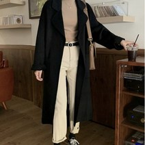 여성 스트랩 코트 캐시미어 테일러드 베이직 니아라