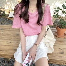 [레티고] 브이넥 반팔 무지 티셔츠