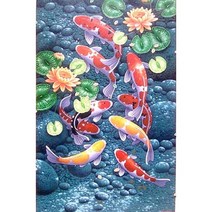 세로형 우드 직소퍼즐 기운이 넘치고 복을 부르는 잉어도 연꽃 그림 스트레스 해소 집순이 취미 성인용 감압 장난감, a, 300조각