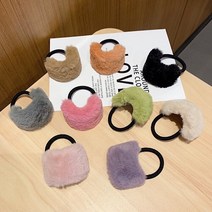 1+1 뽀송뽀송 밍크촉감 퍼 헤어끈 머리끈