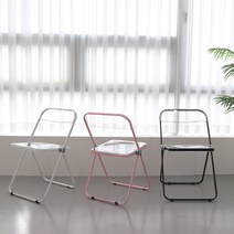 에이드 플리아 체어 투명의자 투명접이식의자 인테리어 접이식의자, 에이드-라인핑크(PE)