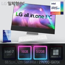 LG 일체형PC(12세대) 27V70Q-GA70K [이벤트 한컴오피스 증정], 27V70Q-GA70K 램16GB + SSD512GB