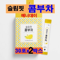 에너데이 슬림핏 콤부차 분말 홍차 추출분말 혼합 유산균 사과초모식초 콤부차티 프락토올리고당 22종 혼합유산균 간편섭취 레몬맛 스틱형 식이섬유 아라비아검 30포x2박스, 2박스, 2개