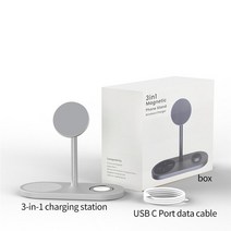 갤럭시3IN1무선충전기 애플무선충전기 핸드폰 고속 무선충전기 호환 KUXIU 마그네틱 스탠드 알루미늄 합금 휴대폰 아이폰 13 14 에어팟 워치 아이워치 헤드셋용 3 인 1, 2.Silver