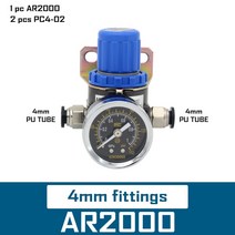 co2레귤레이터 분배기 레귤레이터 이탄 AR2000 1/4 ''Pneumatic 미니 공기압 릴리프 제어 압축기, 02 4mm fittings