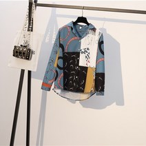 빅사이즈투피스 인쇄 꽃무늬 셔츠 겨울 가을 미시옷코디 작은 키 뚱뚱함 M 엠청바지 룩 3694361886