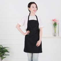 클린유니폼 공방 주방 식당 서빙 카페 방수 서빙용 단체 행사 기본 미용실 민자 앞치마 목걸이형 7컬러, 블랙