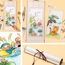 전통 종이 족자 민화 도안 공예 만들기 재료, 호작도