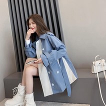 라오농 가을 겨울 새로운 디자인 느낌 영국 스타일 여성 느슨한 긴 캐주얼 윈드 브레이커 코트 오버코트 바지 재킷 +12Wwd8