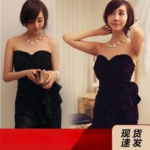 슬림핏 롱원피스 기간 특별 행사 블랙 튜브 탑 시스 디너 연회 연례 회의 나이트 클럽 쇼트 드레스 2403