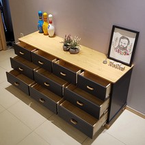 한집가구 수납이 많이되는 1800 다크네이비 원목와이드 3단서랍장