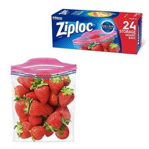 Ziploc 식품용 쿼트 지퍼백 24개입 그립 & 씰 기술, 24 Count