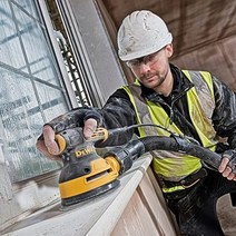 DeWalt 편심 샌더(흡입 먼지통 방진 스위치 및 기어 하우징 포함 - 강력한 모터가 장착된 저진동 샌더 - 280W - 125mm) DWE6423 노란색 검은색-30233, 샌딩 패드 세트 번들