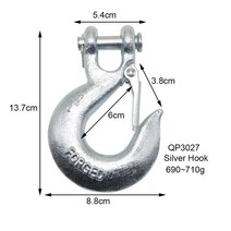 윈치 후크 트랙터 히치 전기 윈치 트레일러 탄소강 자동차 구조 유지 보수 도구, Silvery Hook 4T