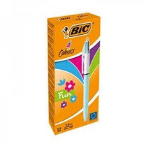 BIC Fun 4색 볼펜 라이트 블루 미디엄 포인트1mm 12개입, 12개(1팩)_핑크/퍼플/터키옥/그린