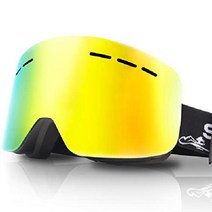 Seago 스키 고글 OTG 스노우 보드 원통형 안경 UV 보호 프레임리스 남성 여성용, 황금 렌즈 Vlt 18
