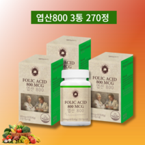 엽산 800 활성 임산부 엽산 유기농 트루포뮬러 임신부 대디 엽산 영양제 1통 90정, 3통, 500mg 90정