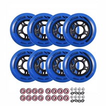 Rollerex VXT500 인라인 스케이트 휠 (베어링 스페이서 및 와셔 포함 8팩) (사이즈 및 색상 옵션 사용 가능) - 실내 실외 하키 - 롤러 블레이드 휠 교체용(7, Deep Sea Blue
