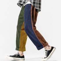 남성 기모 골덴 바지 아이보리 코듀로이 팬츠 조거 치노 Charmkpr 멀티 컬러 패치 워크 pantalons 캐주얼 streetwear 지퍼 플라이 스트레이트 롱 s-2xl