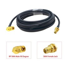RG58 SMA 수 플러그SMA 암 잭 케이블 50ohm RF 동축 피그테일 와이파이 안테나 연장 코드 커넥터 어댑터 1 개, RPSMA M90 to SMA F_15M