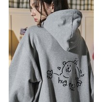 [국내매장정품] 꼼파뇨 Hug Me 자수 후드티 그레이