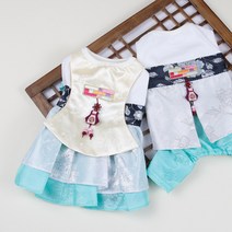 댕댕스 민트당의 강아지옷 강아지 한복 원피스 올인원 애견한복, 남아-올인원