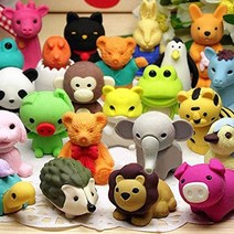 동물 지우개 25개 미니 퍼즐 지우개 장난감 재미있는 게임 상품 교실 상품 학교 용품, Animal