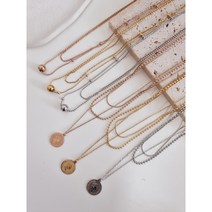 써지컬스틸 심플 레이어드 코인 하트 볼 목걸이