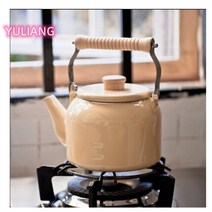 감성 난로 화이트 미니 1.5L 2L 인덕션 법랑 주전자 Esyuse 증정, A.빈티지 옐로우 1.5L, 1L-2L