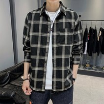 빅사이즈체크셔츠 봄 여름셔츠 남자 와이드 루즈핏 트렌드 멋진 순면 코튼 긴 소매 와이셔츠 뚱보 코트 584161446